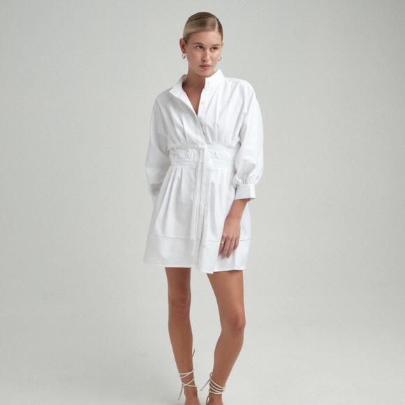 The Femm Brand New L/S Button Down Dress- White - Picture 1 of 1
